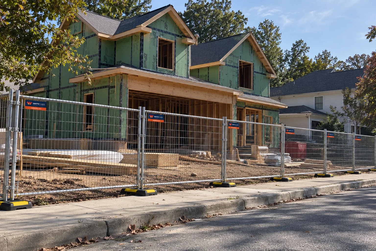 Construction fence panels for a job site in Eastern North Carolina