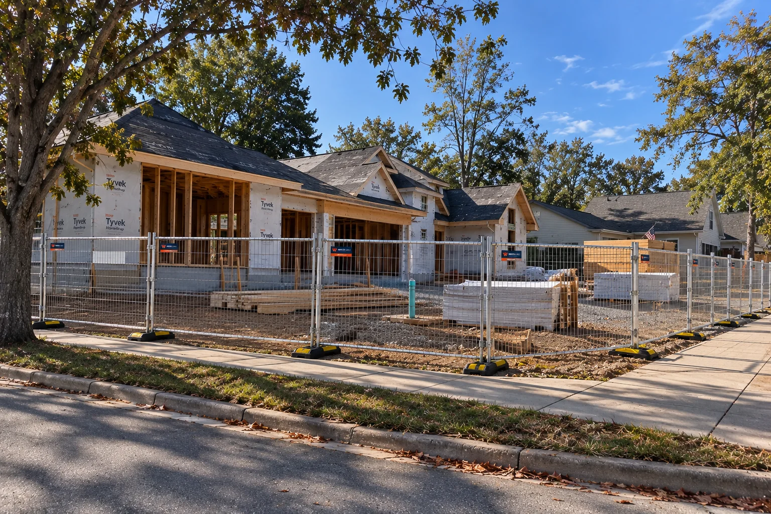 Temporary construction fence rental around a job site in New Bern NC